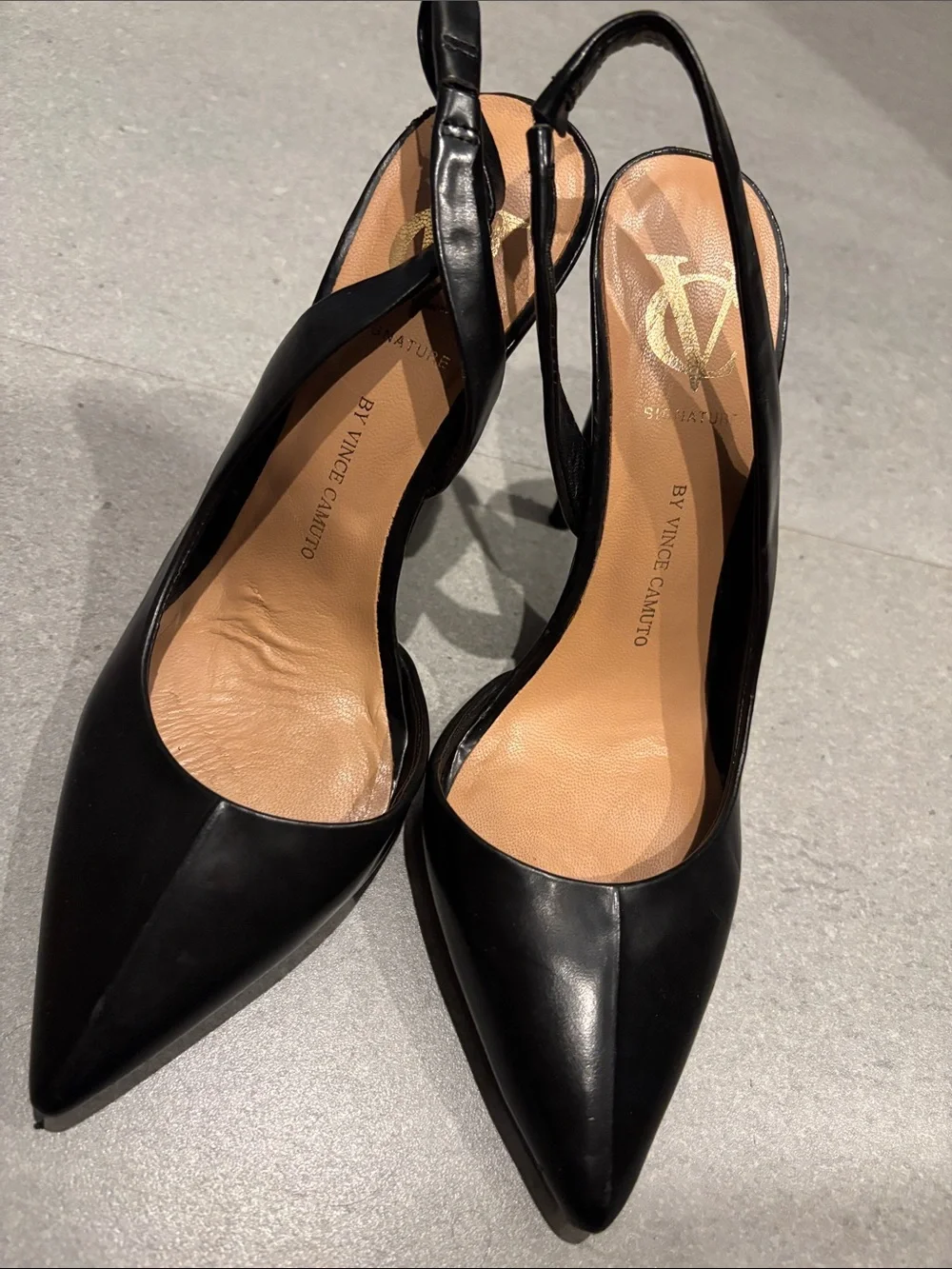 Vince Camuto Black Pointed Slingback Pumps